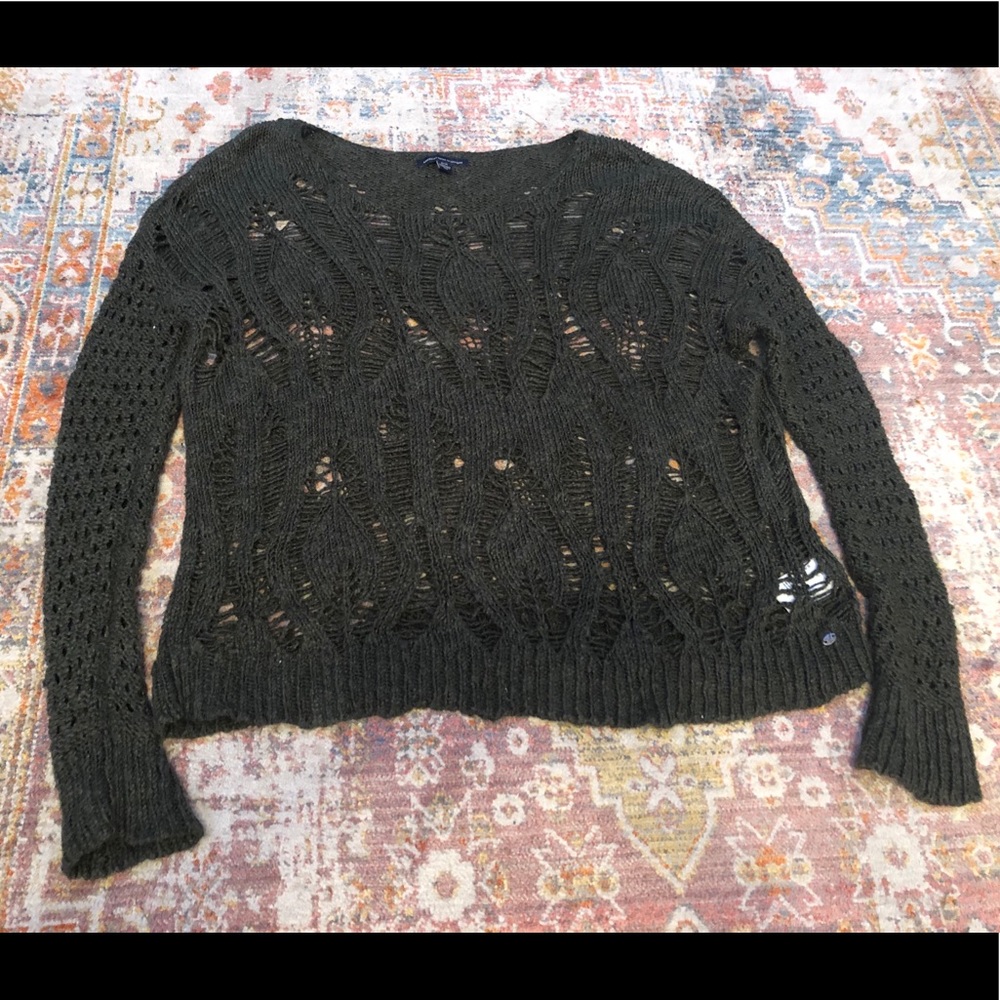 Knitted green sweater top